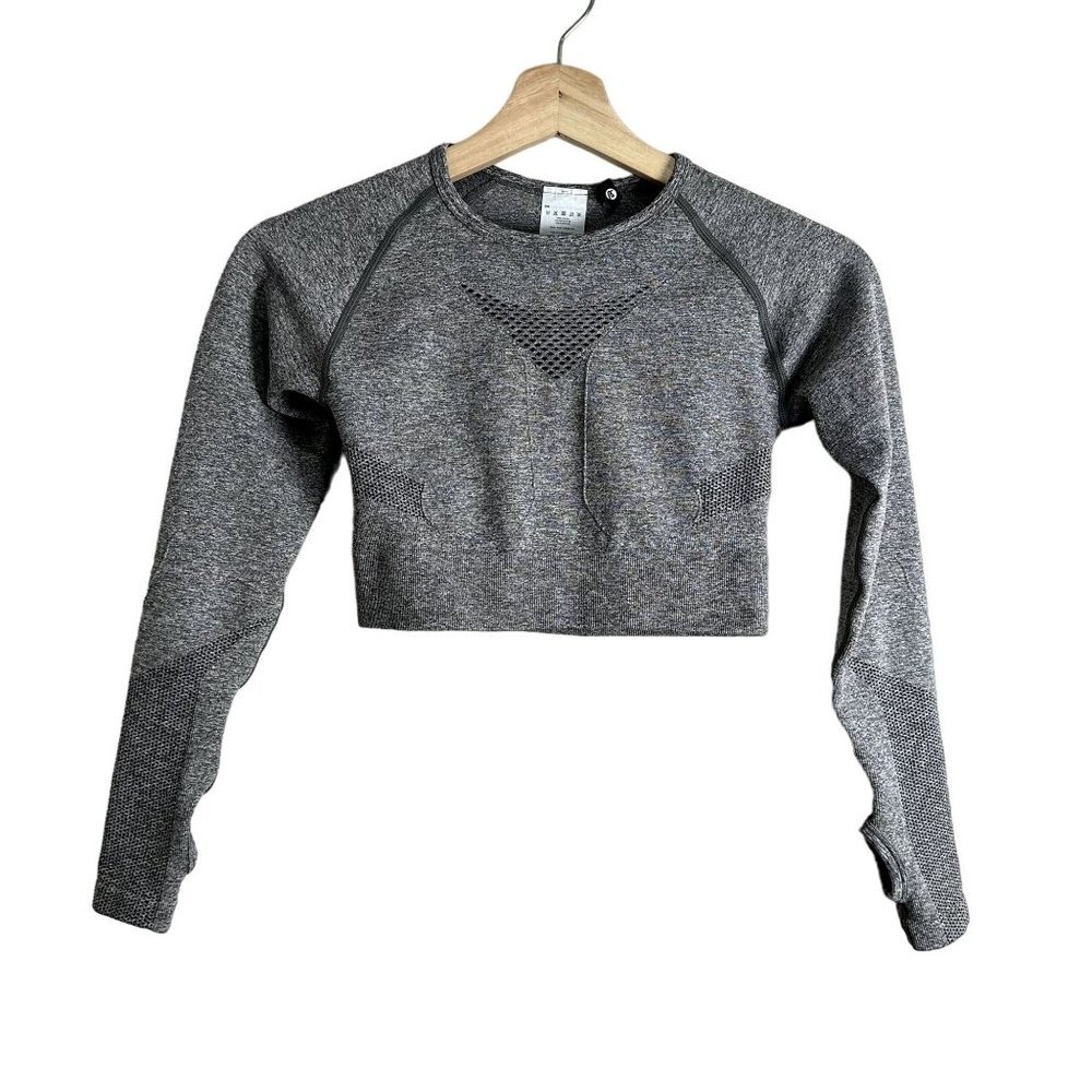 AYBL Motion Seamless Long Sleeve Crop Top‎ Womens Size S Gray Athletic Workout